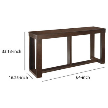 Benzara BM210852 Rectangular Wooden Sofa Table with Sled Base, Espresso Brown