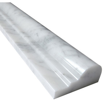 12"x2"Carrara White Marble Moulding, Chair Rail Moulding, Polished, Set of 10