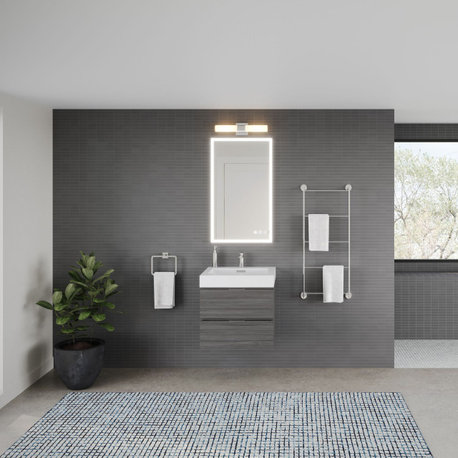 Bliss Bath Vanity, Vulcan Ash Gray, 24", Single Sink, Wall Mount