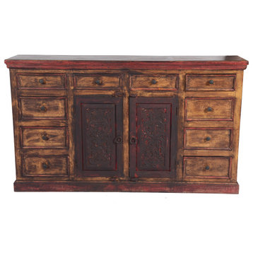 Historic 2 Carved Doors, 10 Drawers Buffet