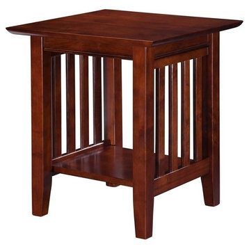 Pemberly Row Mission Style Solid Wood End Table with Sturdy Leg in Walnut