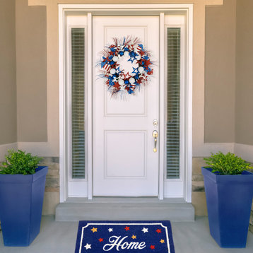 Glittered Stars and Rockets Patriotic Wreath 22"