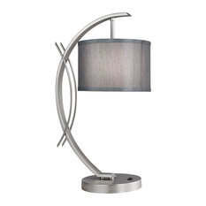 50 Most Por Gray Table Lamps For 2019 Houzz Eclipse Drum Shade Table Lamp Gray Satin Nickel