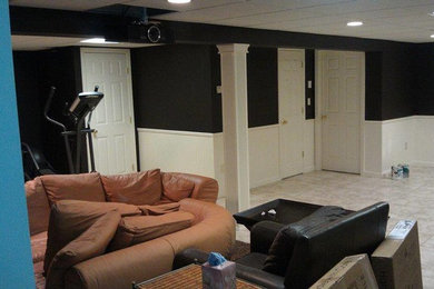 family room in basement