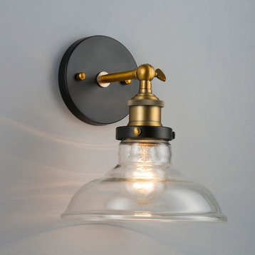 Lucera One-Light Wall Sconce with Bulb, Antique Brass