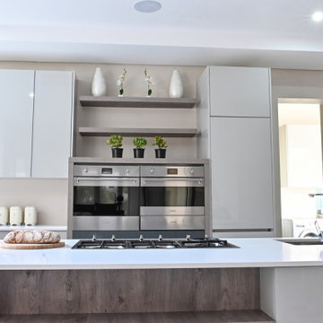 Modern High Gloss Grey toned Streamlined Kitchen
