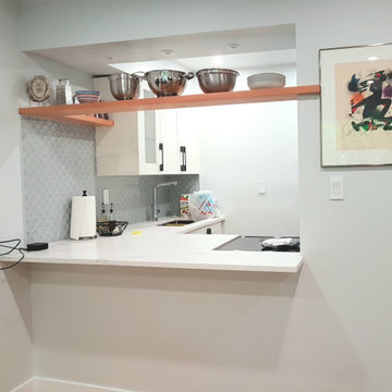 South Vancouver Strata Condo – Kitchen Wall Opening & Custom Suspended Shelf
