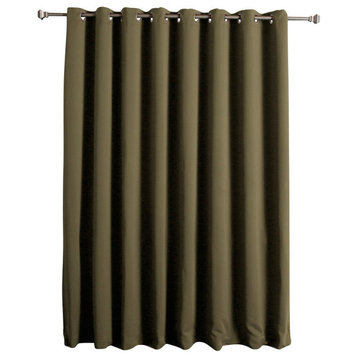 Thermal Blackout Curtain With Wide Grommet Top, Olive, 80"x96"