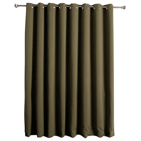 Thermal Blackout Curtain With Wide Grommet Top, Olive, 100"x96"