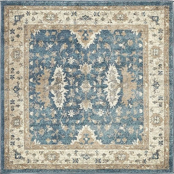 Country and Floral Linz 4' Square Tidal Area Rug