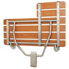 ADA Wall Mount Folding Teak Phenolic Transfer Bench Shower Seat, Left-Handed 32"
