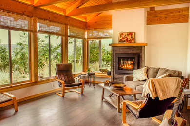 Living room - contemporary open concept living room idea in Vancouver