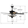 5 - Blade Crystal Ceiling Fan with Remote Control and Light Kit Included, Black