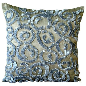 Solid Color Gray Throw Pillow Covers, 22"x22" Silk Throw Pillows Cover, Sizzle