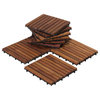 12"x12" EZ-Floor Interlocking Tiles, Solid Teak Wood Oiled Finish, Set of 10