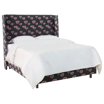 Maxwell Wingback Bed, Poppy Navy, Queen