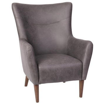 Connor Traditional Wingback Accent Chair, Dark Gray