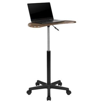 Flash Furniture Mobile Adjustable Laptop Desk in Rustic Walnut and Black