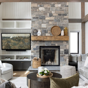 Charming Cottage Transformation: White, Dark Green, and Rift Oak Interior