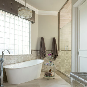 Modern Mediterranean Master Bath Tub and Shower