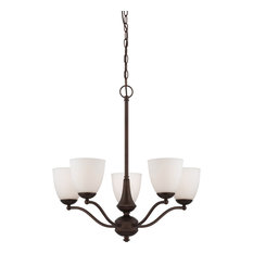 Nuvo Patton 5-Light Chandelier (Arms Up) w/ Frosted Glass in Prairie Bronze