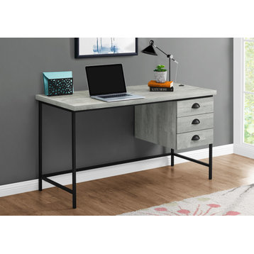 Computer Desk, Home Office, Laptop, Storage Drawers, 55"L, Work, Metal, Grey