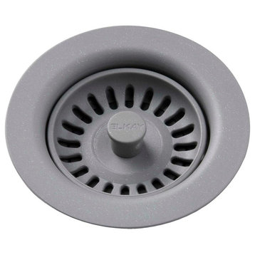 Elkay Drain Fitting, Removable Basket Strainer and Rubber Stopper, Greystone