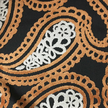 Victoria Bold Paisley Cut Velvet Upholstery Fabric, Carniv