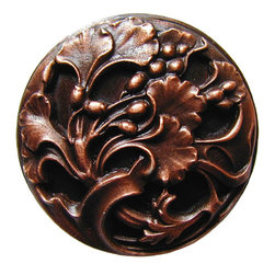 Inviting Home Inc. - Florid-Leaves Knob, Antique-Style Copper - Cabinet And Drawer Knobs