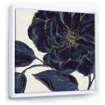 Designart Dark Rose Gilded Gold Floral Print Canvas Art, White, 30x30