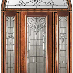 Prehung Side lights-Transom Door 96 Mahogany Palacio 3/4 Lite Glass - Front Doors
