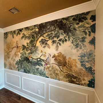 Living room wallpaper installation in Ann Arbor, MI 48104