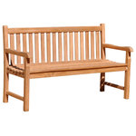 Courtyard Casual - Courtyard Casual Natural Finish Teak Heritage Outdoor Two Seater Bench - Complete your outdoor living area with Courtyard Casual's natural finish teak Heritage outdoor chair. With classic style, grace, and functionality, this piece will look great at your home or years to come. Made from Grade A, FSC certified teak wood, you know you're purchasing a high quality, environmentally friendly product. Great for any outdoor setting: patio, covered patio, deck, fire pit, outdoor kitchen, poolside, lanai, gazebo, etc. Fade and UV Resistant and safe in full sun exposure. Natural teak finish Environmentally friendly, FSC sourced grade A Teak wood Easy Clean and 1 Year Limited Manufacturer's Warranty