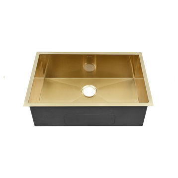 Tourner 27 x 19 Stainless Steel, Single Basin, Undermount Kitchen Sink, Gold