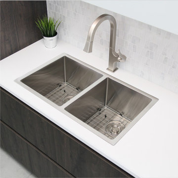 30 inches Dual Mount Double Bowl 18 Gauge Stainless Steel Kitchen Sink S-304TG
