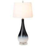 Lux Lighting - Serenity 30.5" Black / White Glass Table Lam, Set of 2 - Introducing the 30.5-Inch Black/White Glass Table Lamp, a striking and versatile lighting fixture that seamlessly bridges the gap between traditional and contemporary design. This lamp is a stunning addition to any space seeking a transitional style that effortlessly marries classic and modern aesthetics, enhanced by a convenient 3-way switch.