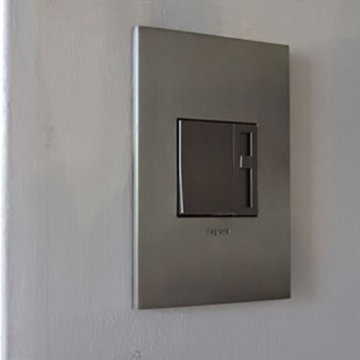 adorne Paddle Dimmer Switch in Magnesium with 1-Gang Wall Plate