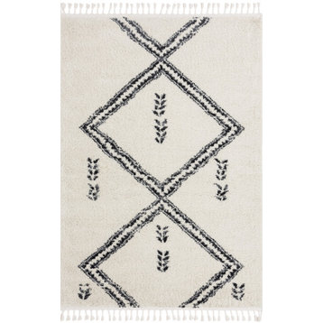 Abani Willow WIL150A Moroccan Cream Shag Rug, Ivory, 5'3"x7'6"