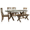 Liberty Furniture Keaton 6 Piece 76x38 Dining Room Set w/ Bench in Medium Wood a
