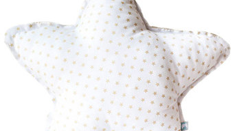 White and Camel Double-Sided Twinkle Star Cushion, Large