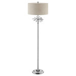 ORE International - 62.25" Tall "Ayana" Floor Lamp, Silver Chrome Finish With Starburst Crystals - 62.25″ in AYANA STARBURST CRYSTAL SILVER CHROME FLOOR LAMP.