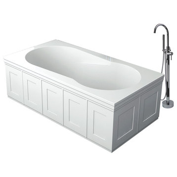 Transolid Brookfield 60"x32"x19" Drop-in or Undermount Tub and Faucet Kit, White