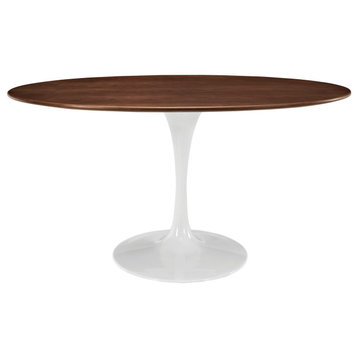 Lippa 60" Oval Walnut Top Dining Table, Walnut