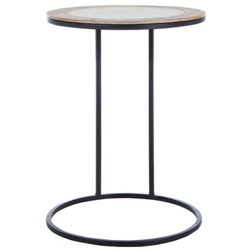 Rose Agate Side Table White Marble/Natural/Black