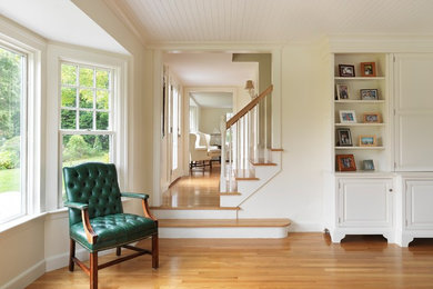 Living room - traditional medium tone wood floor living room idea in Providence