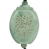 White Green Oval Jade Necklace Pendant With Dragon Chasing Money Lucky Ball
