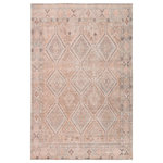 Jaipur Living - Machine Washable Jaipur Living Marquesa Trellis Light Pink/Blue Area Rug, 5'x7'6 - The Kindred collection melds the timelessness of vintage designs with modern, livable style. The Marquesa area rug boasts an elegantly distressed Turkish diamond pattern in contemporary tones of light pink, blue, gold, and brown. This low-pile rug is made of soft polyester and features a one-of-a-kind antique rug digitally printed design.