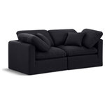 Meridian Furniture - Indulge Upholstered Modular Sofa, Black, 2-Piece: 2 Corner Chair, Down Stuffed Linen Textured Fabric - Experience ultimate comfort and style with our black linen textured fabric Indulge Sofa. The luxurious linen texture of the fabric will elevate the aesthetic of any room. This sofa provides ample space for you to relax while its modular build offers the option of unlimited configurations. Whether you're looking to add a stylish element to your living room or a comfortable seating option to your bedroom, this sofa is the perfect choice.