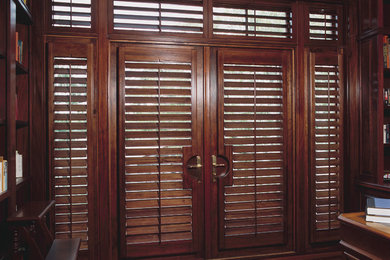 Stained Interior Shutters on French Doors