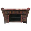Altar Console Buffet Table CaoZhou Antique Red Gold Paint TV Stand Cabinet